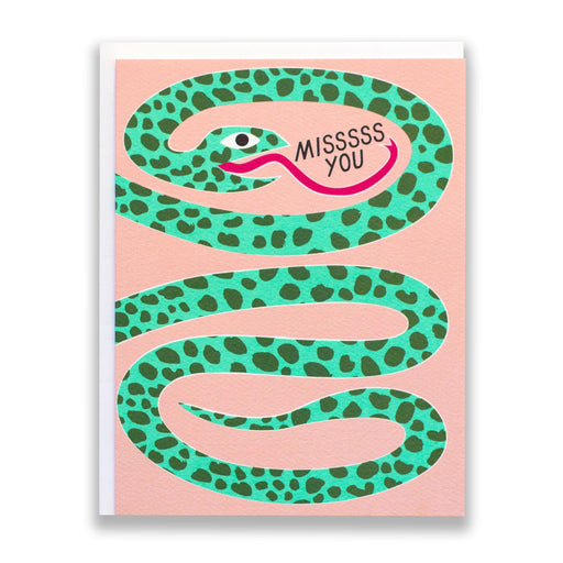 spotted snake wraps card front and back as they hissss misssss you
