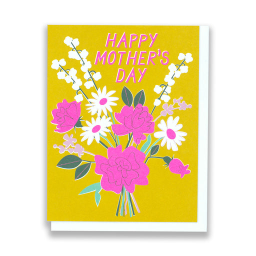 Beautiful colours, mustard and lavender, neon purple, mother's day card, mom