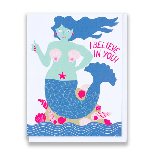 mermaid note card/graduation cards/shell bra