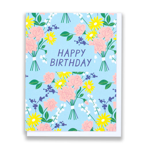 60s floral, birthday card, happy birthday, neon peach