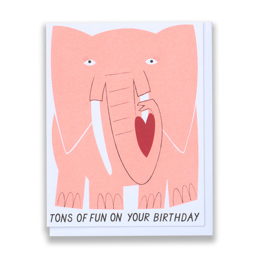 elephant birthday card, neon peach, tons of fun
