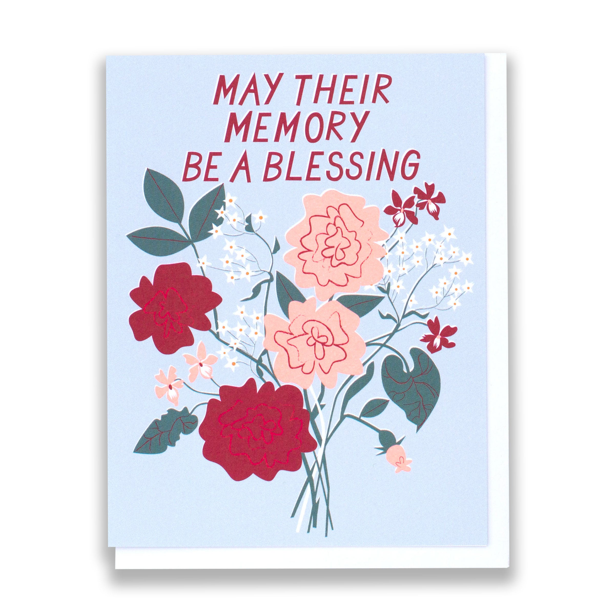 may their memory be a blessing, condolence card, floral sympathy, bereavement cards