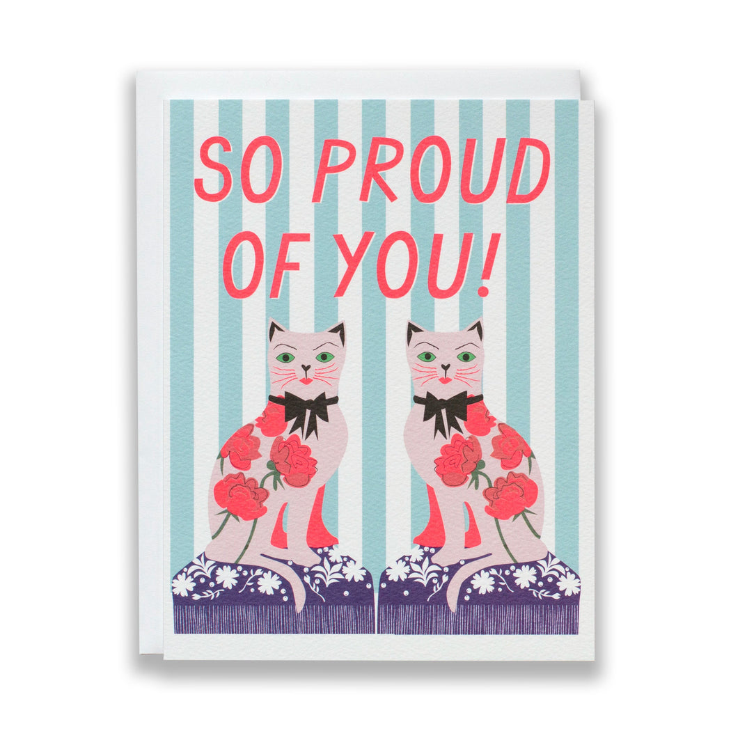 cat card, staffordshire cats, proud of you card, graduation cards