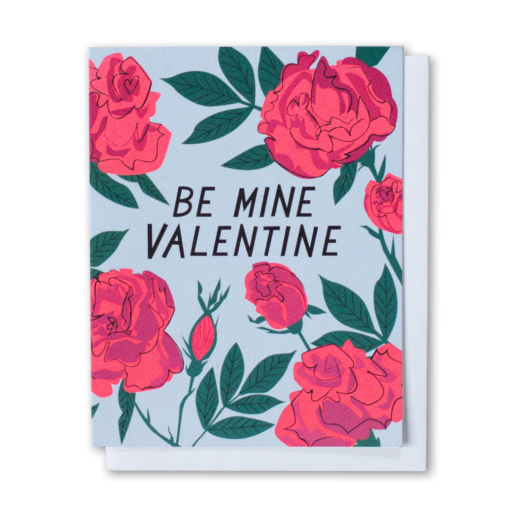 a card with bouncy beautiful neon pink roses and a valentines greeting