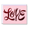red foil, ribbon typeface, typewriter ribbon, love card, card for my wife