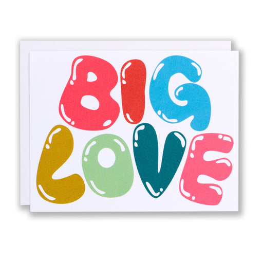 A note card reads Big Love in big rainbow-coloured balloon letters