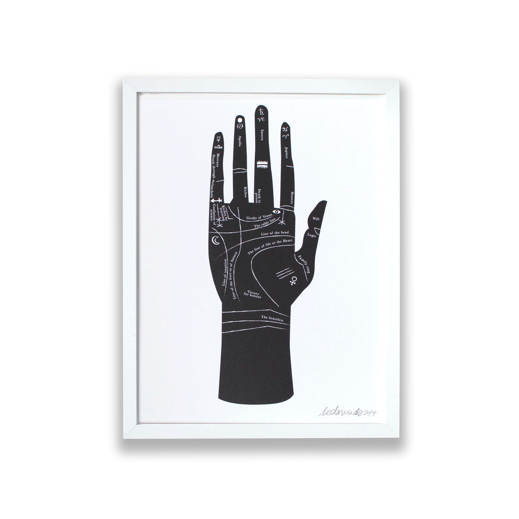 Palmistry Hand Art Print - Black and White Wall Art — Banquet