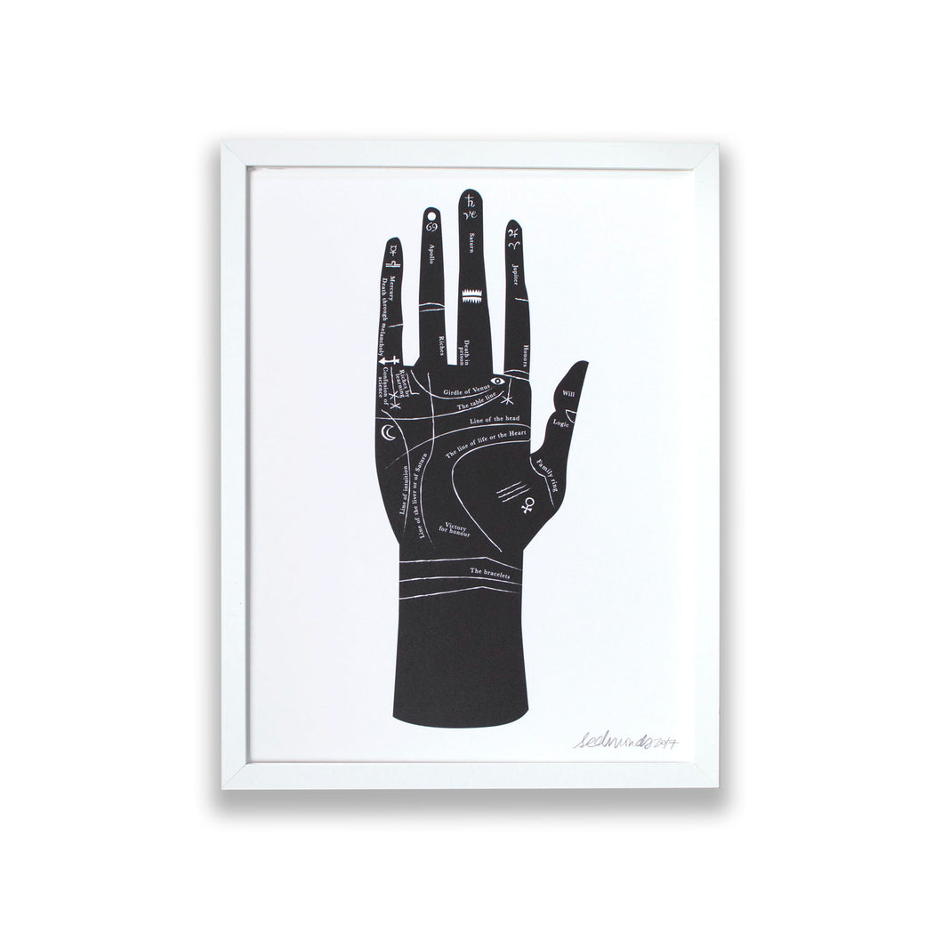 Palmistry Hand Art Print - Black and White Wall Art — Banquet Atelier ...