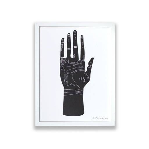 Palmistry Hand key and guide screen print from Banquet Workshop