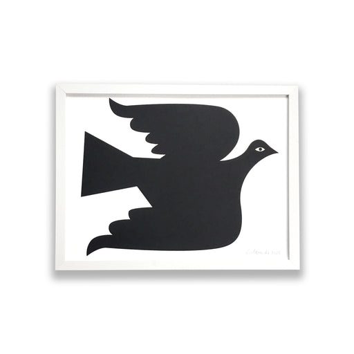art print/dove screen print/dove in black/black wall art