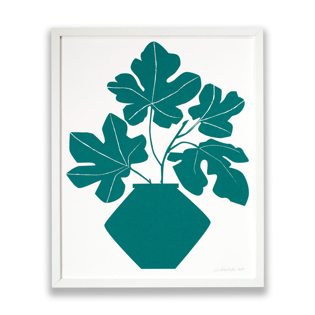 Screen print of Leafy Fig Stems in a Vase  Edit alt text