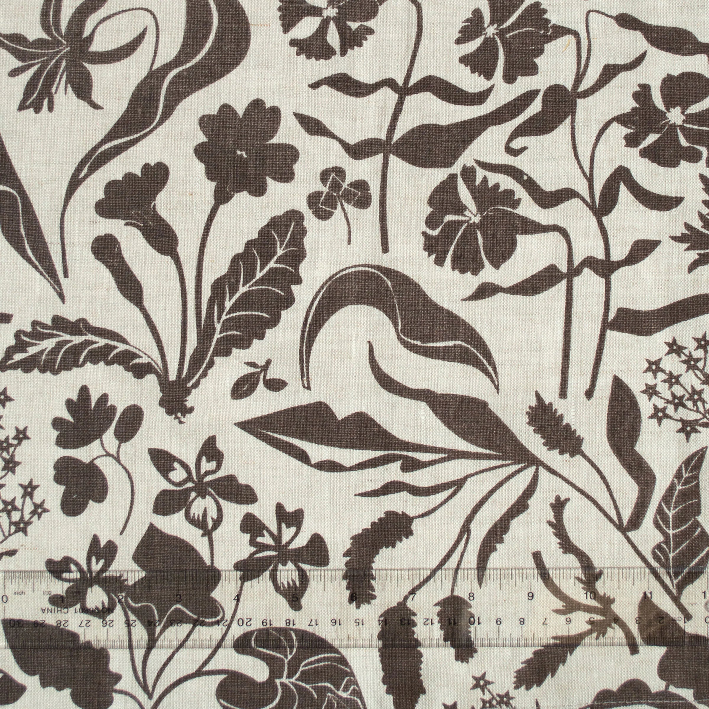 A Pair of Chocolate Wildflowers Linen Napkins