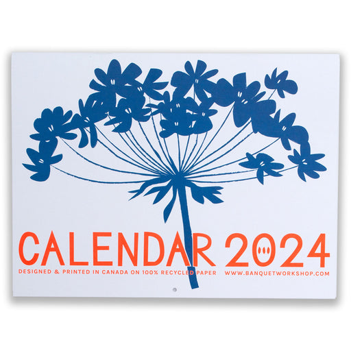 Cover of Banquet's 2024 calendar with Queen Anne's Lace (Ammi majus)