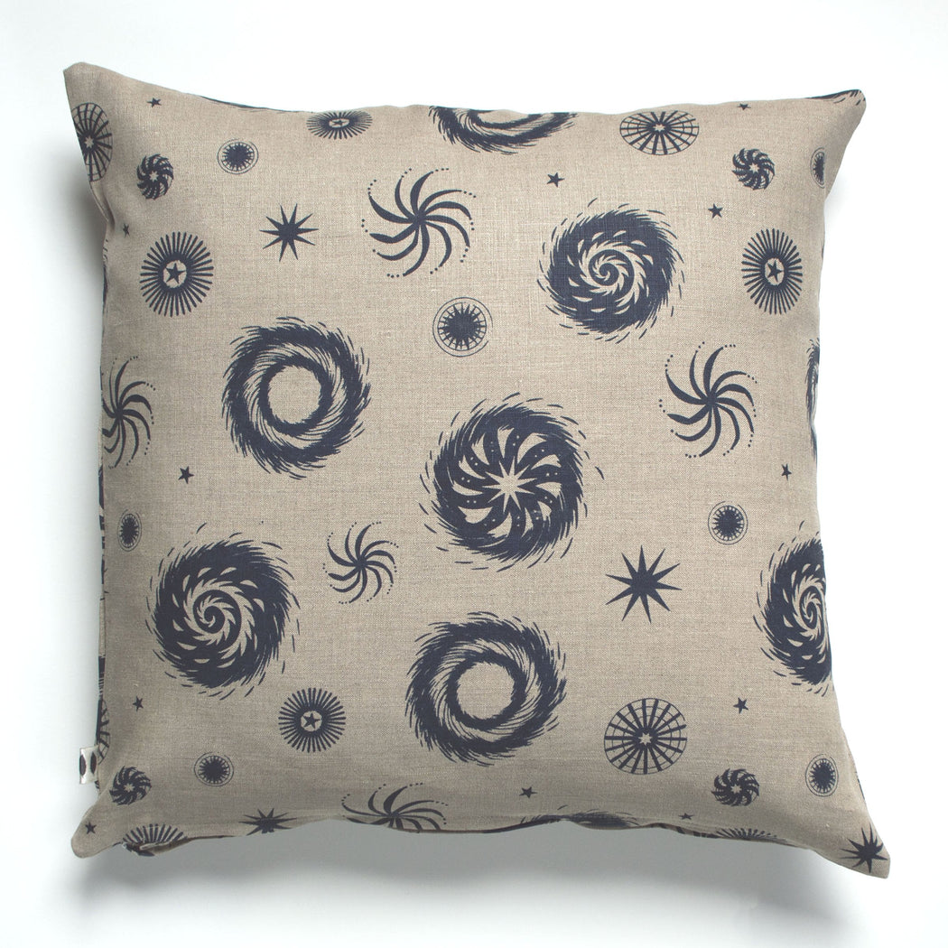 Navy on Natural Fireworks Cushion Cover