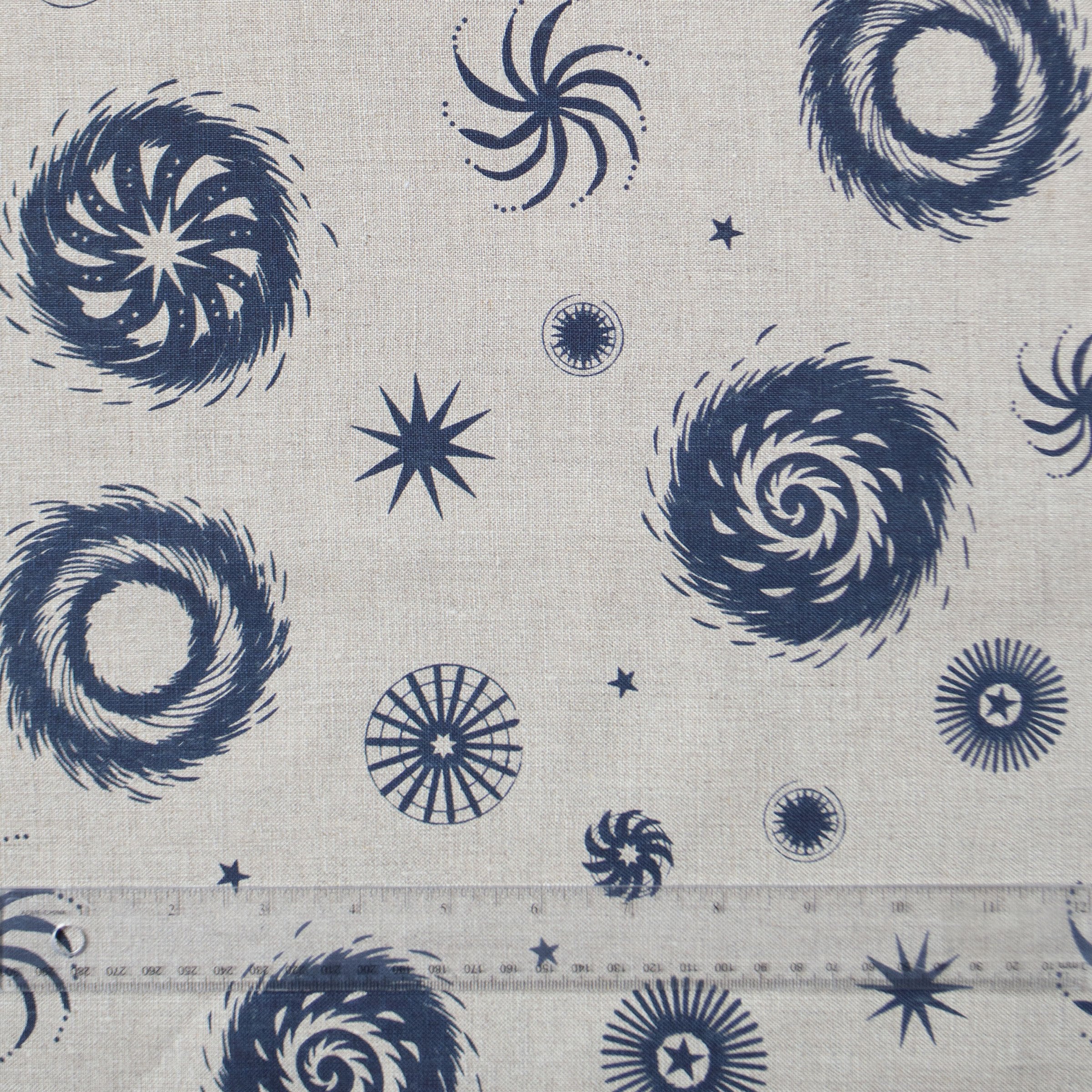 Navy on Natural Fireworks Cushion Cover