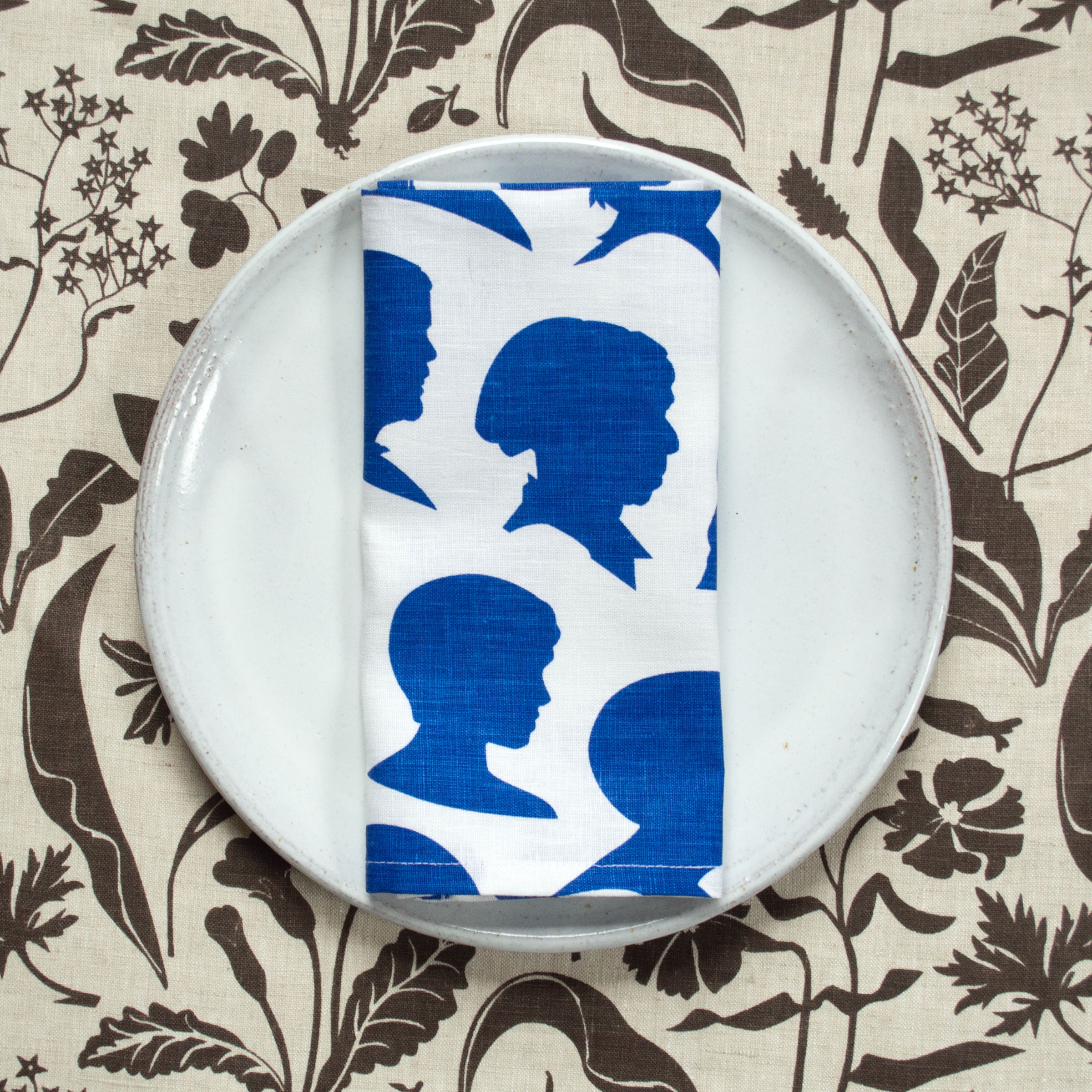 A Pair of Chocolate Wildflowers Linen Napkins