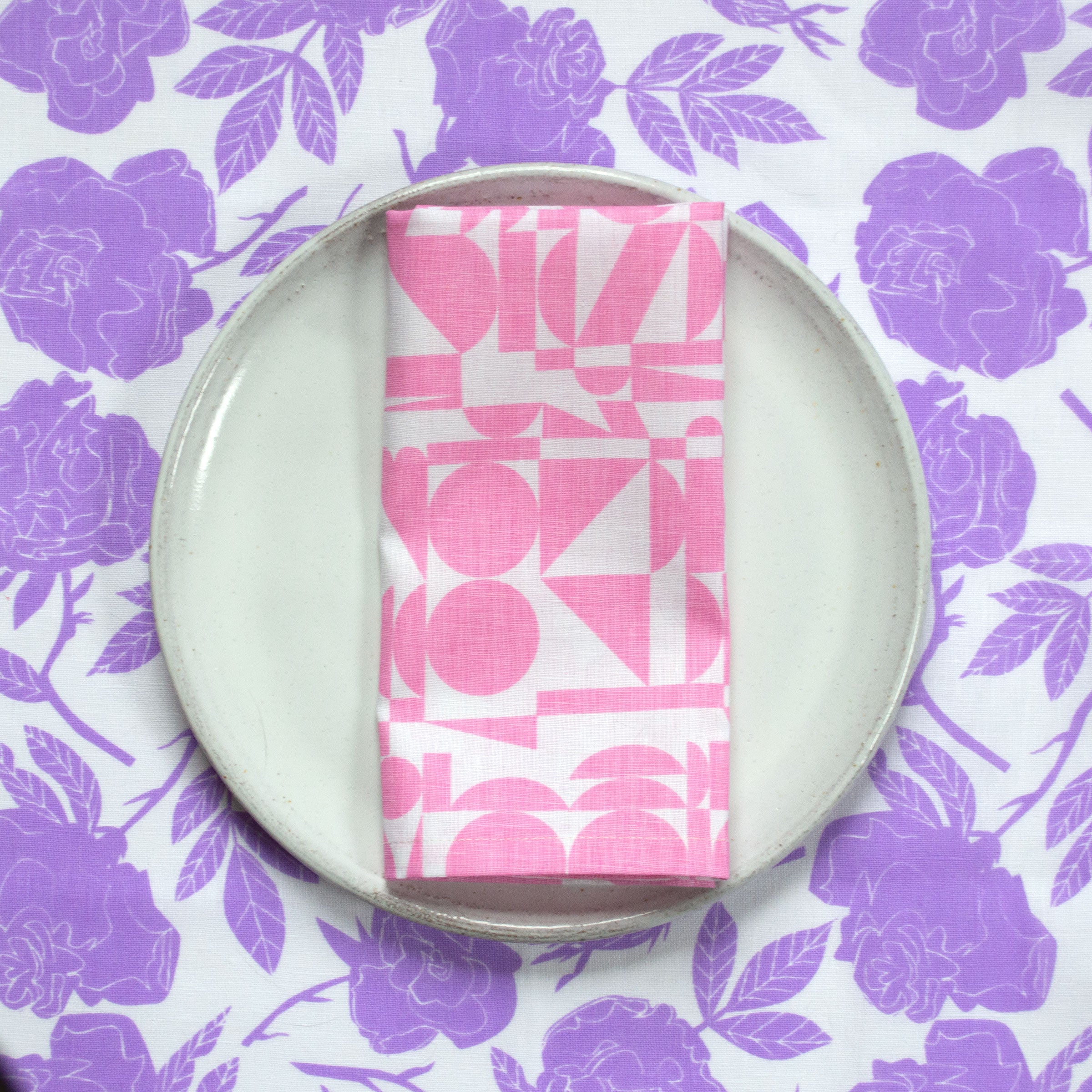 Wild Roses in Lavender Linen Napkins